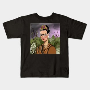 Freda Kahlo Freda self portrait with barb wire necklace Kids T-Shirt